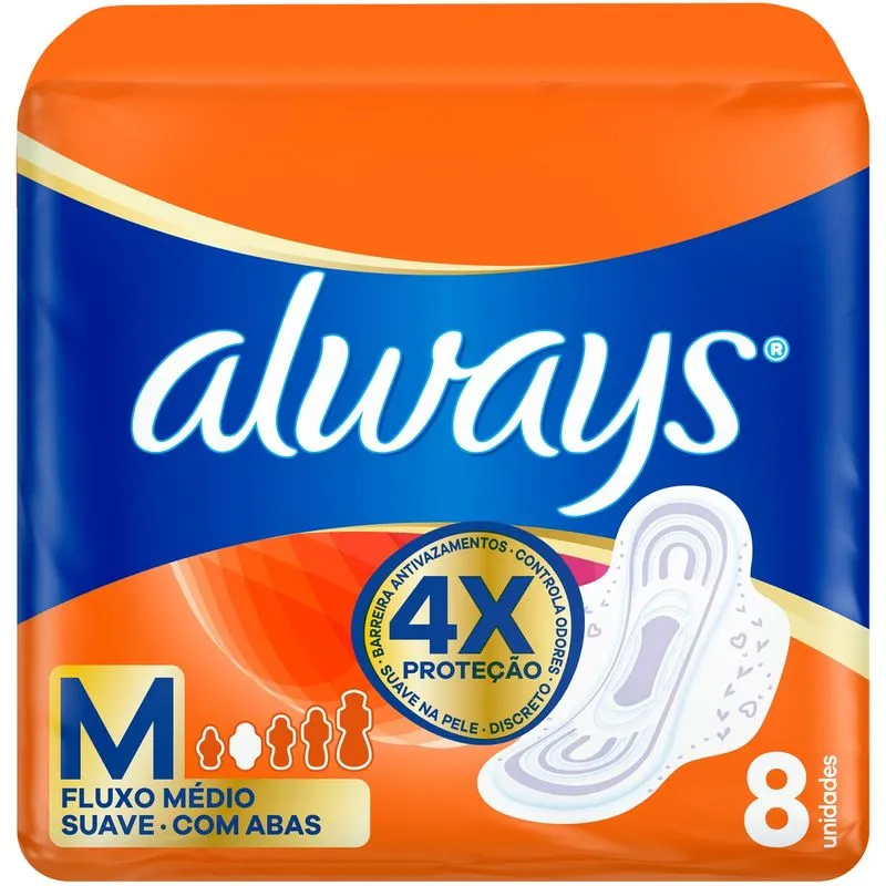Absorvente Always Pink Suave Com Abas Com 8 Unidades