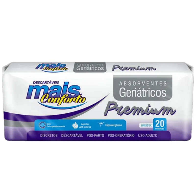 Absorvente Geriátrico Mais Conforto Premium - Com 20 unidades