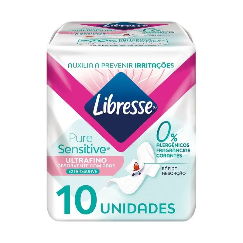 Absorvente Libresse Pure Sensitive Com Abas Ultrafino Dia 10un