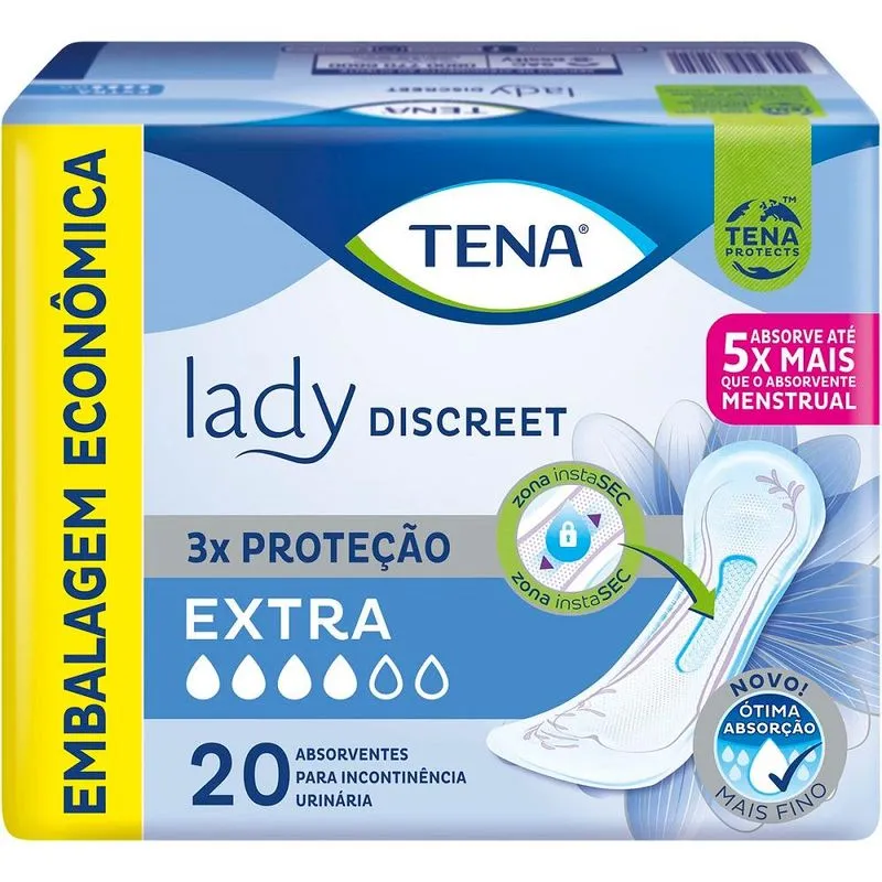 Absorvente para Incontinência Urinária Tena Lady Discreet Extra - pacote com 20 unidades