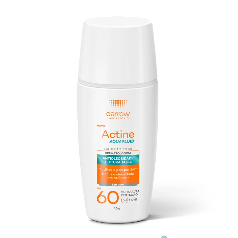 Protetor Solar Facial Darrow Actine Aquafluid Antioleosidade FPS60 Sem Cor 40g