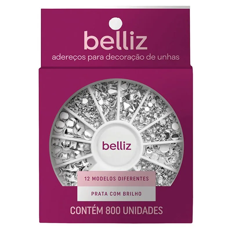Adereços para Decoração de Unhas Belliz - Prata