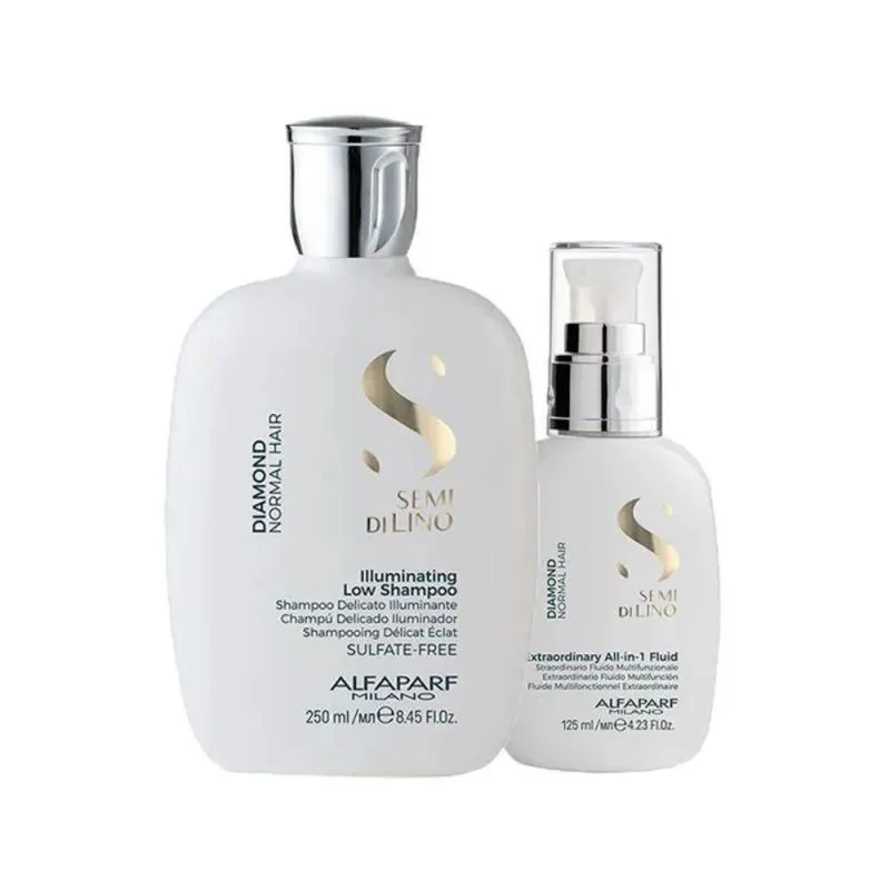 Alfaparf Semi Di Lino Diamond Illuminating Kit: Shampoo 250ml + Leave-In 125ml
