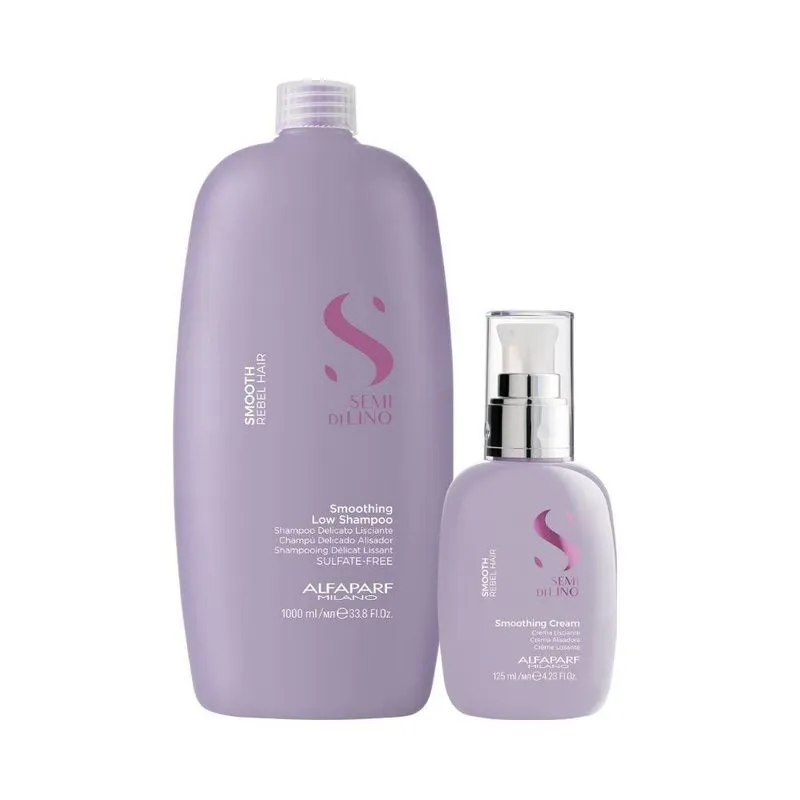 Alfaparf Semi Di Lino Smoothing Rebel Shampoo 1L + Leave-In Cream 125ml