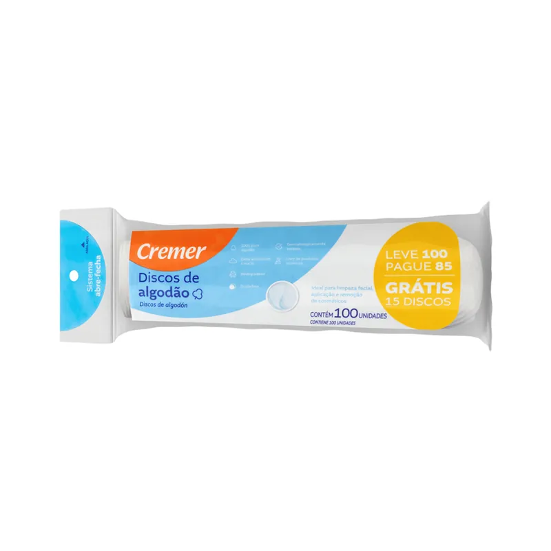 Algodão em Disco Cremer 100 Unidades