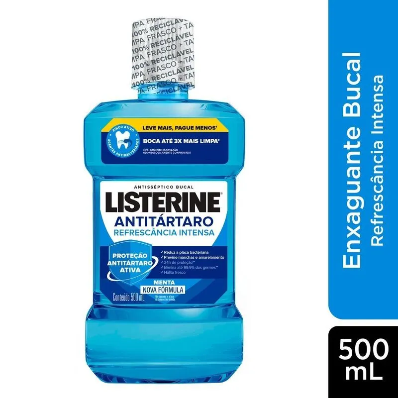 Antisséptico Bucal Listerine Tartar Control Anti Tártaro Sabor Menta Suave 500ml