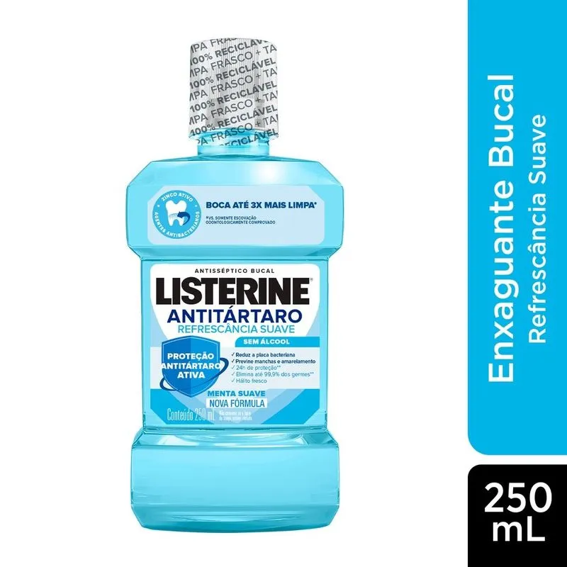 Antisséptico Bucal Listerine Tartar Control Anti Tártaro Zero Álcool Sabor Menta Suave 250ml