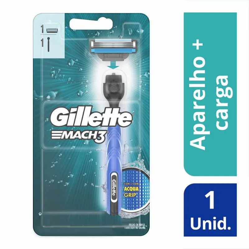 Aparelho de Barbear Gillette Mach3 Acqua Grip