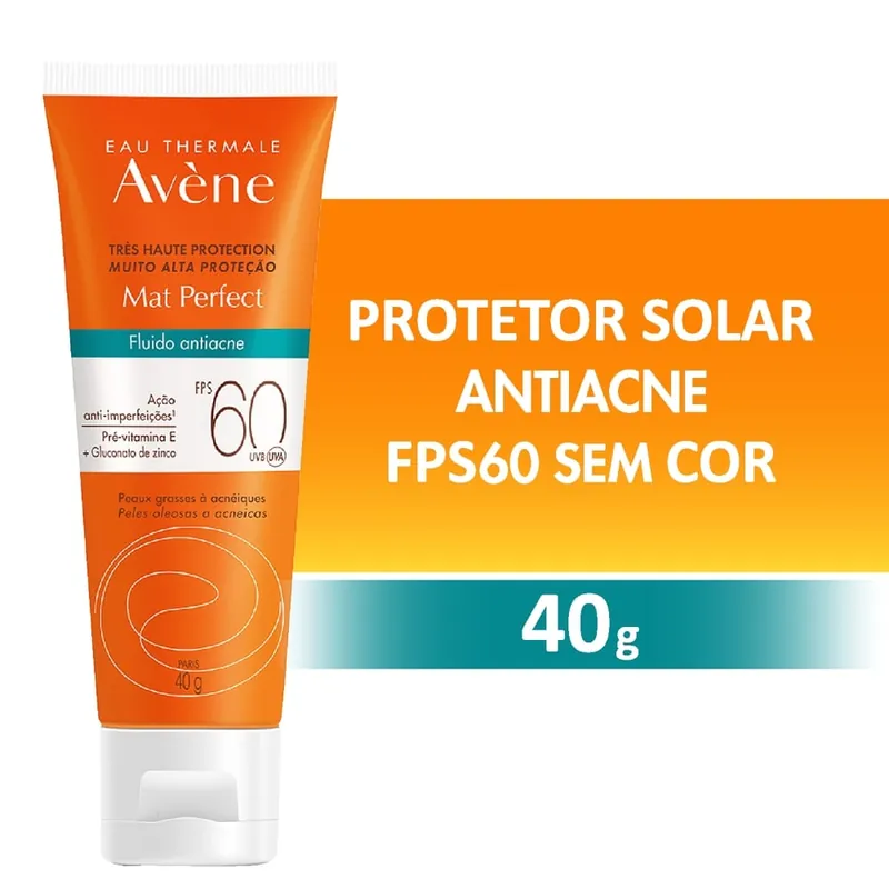 Protetor Solar Facial Avène Mat Perfect Fluído Antiacne FPS60 40g