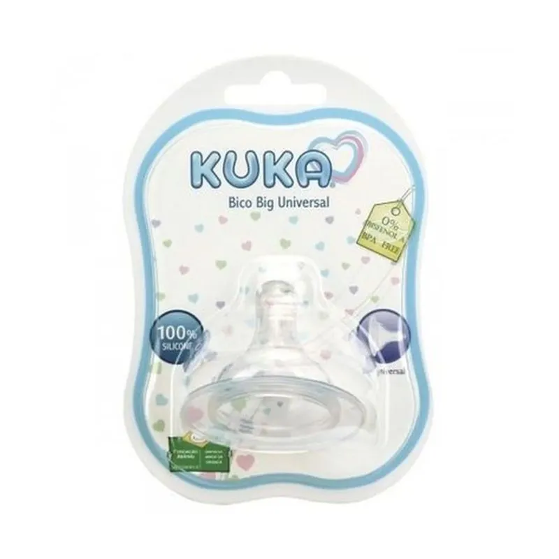 Bico para Mamadeira Kuka Big Universal Bocal Largo Sem BPA +6 meses Silicone 1 Unidade
