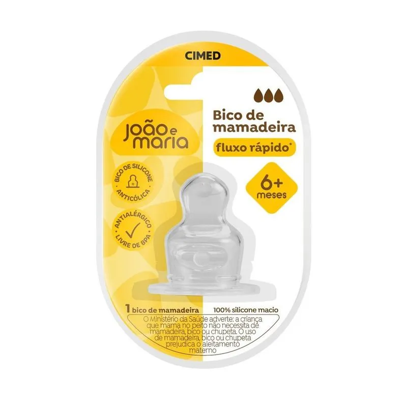 Bico Para Mamadeira Joao E Maria Silicone Fluxo Rapido