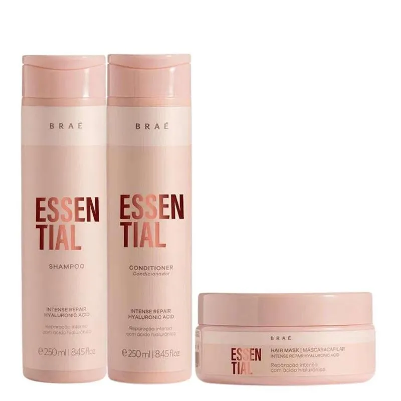 Braé Essential - Shampoo 250ml + Condicionador 250ml + Máscara 200g