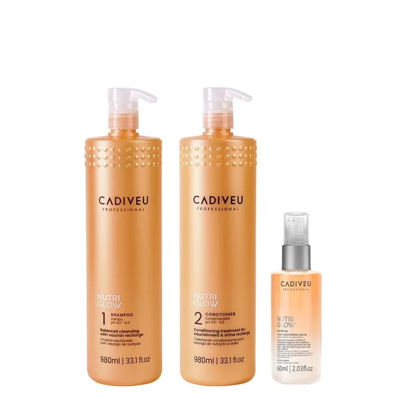 Cadiveu Professional - Kit Nutri Glow - Shampoo + Condicionador + Óleo - 980ml + 980ml + 60ml