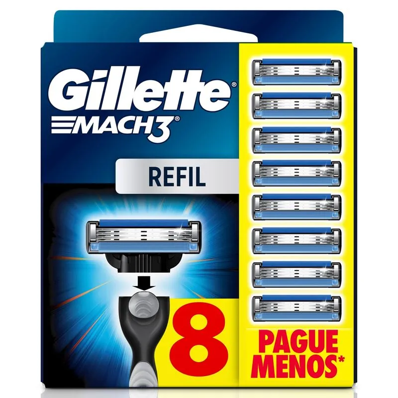 Carga para Aparelho de Barbear Gillette Mach3 8 Unidades