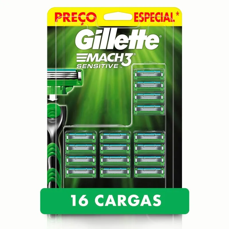 Carga para Aparelho de Barbear Gillette Mach3 Sensitive 16 Unidades