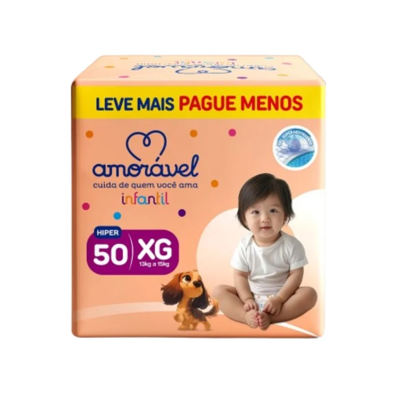 Fralda Amoravel Basic Hiper Xg 50 Unidades