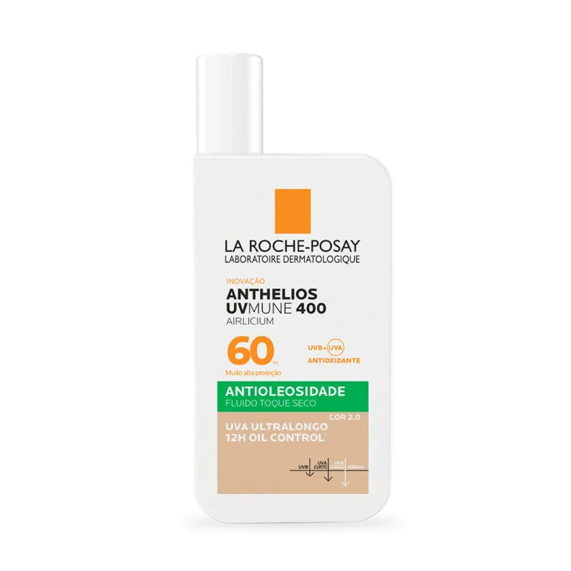 Protetor Solar Facial Fluido Antioleosidade Com Cor 2.0 Fps 60 La Roche-Posay Anthelios Uvmune 400 Airlicium Frasco 40ml