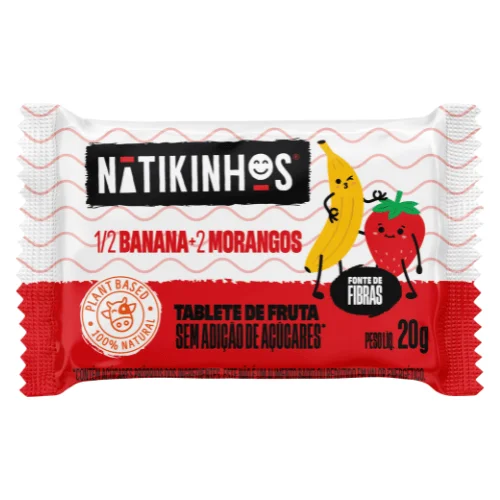 Tablete De Frutas Natikos Banana E Morango 20g