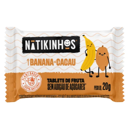 Tablete De Frutas Natikos Sabor Banana E Cacau 20g