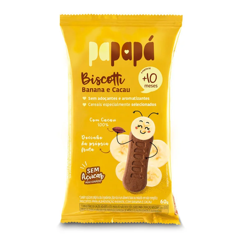 Biscoito Infantil Biscotti - Banana e Cacau - Papapá 60g