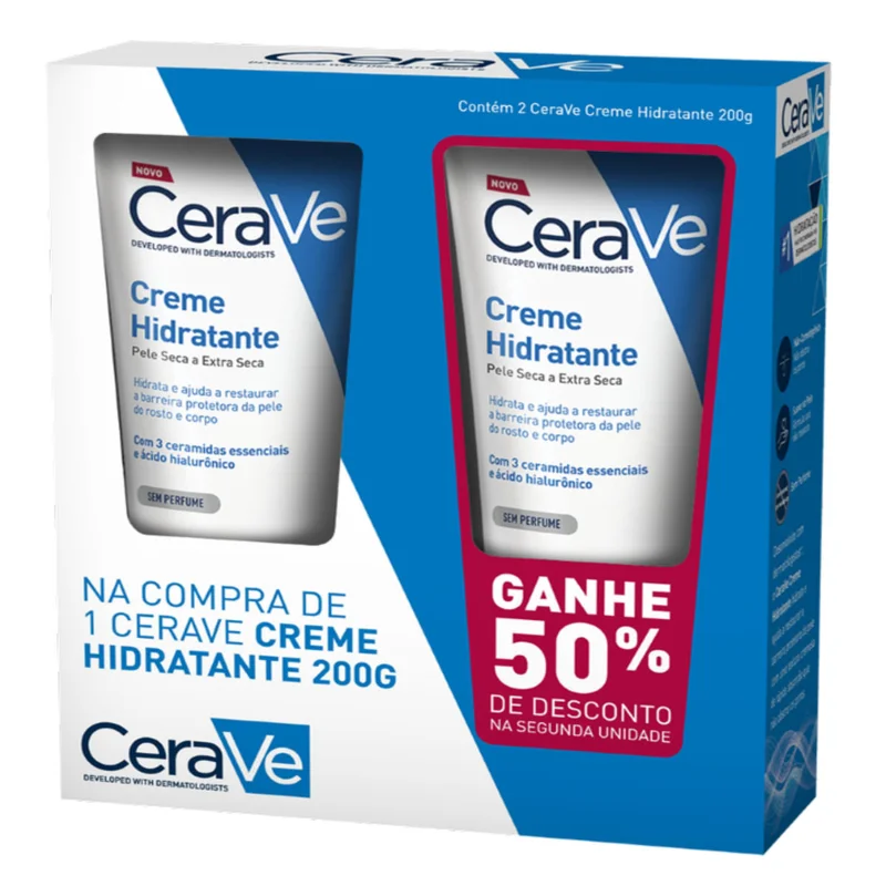 Kit 2 Cerave Hidratação Creme 200g Com 50% De Desconto Na 2ª Unidade