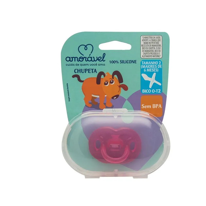 Chupeta Amorável 100% Silicone Ortodôntico Feminino A Partir De 6 Meses