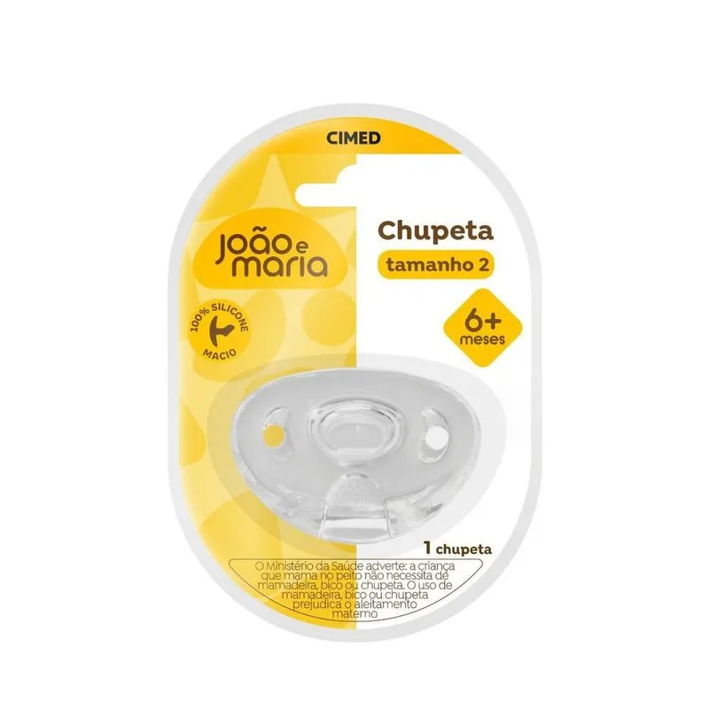 Chupeta João e Maria Ortodôntica +6 meses Silicone Branco Tamanho 2 1 Unidade