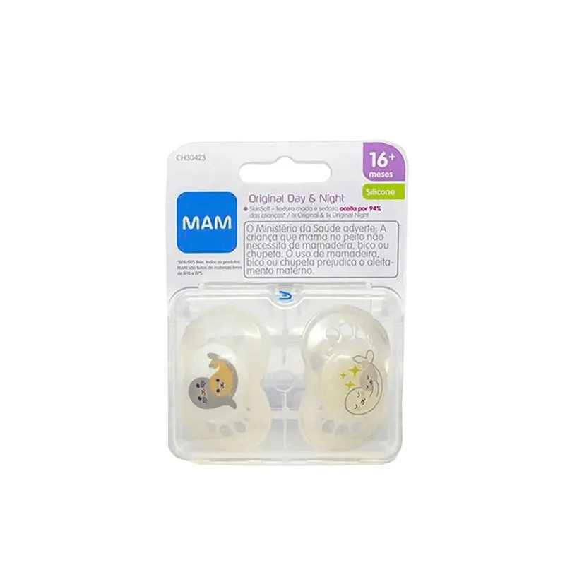 Chupeta MAM Original Day & Night Ortodôntica +16 meses Neutra 2 Unidades