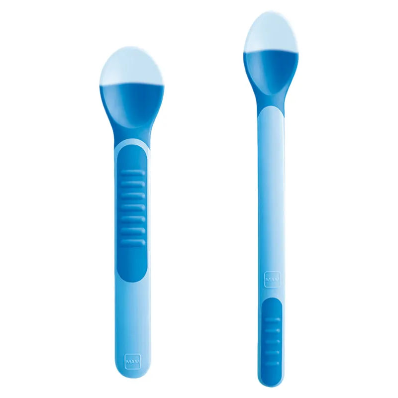 Colher Infantil MAM Termossensível Azul 2 Unidades + Estojo