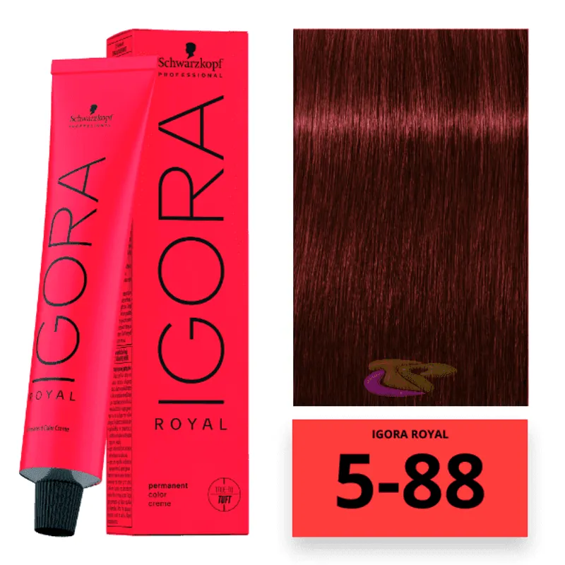 Coloração Igora Royal 5-88 Castanho Claro Vermelho Extra 60g