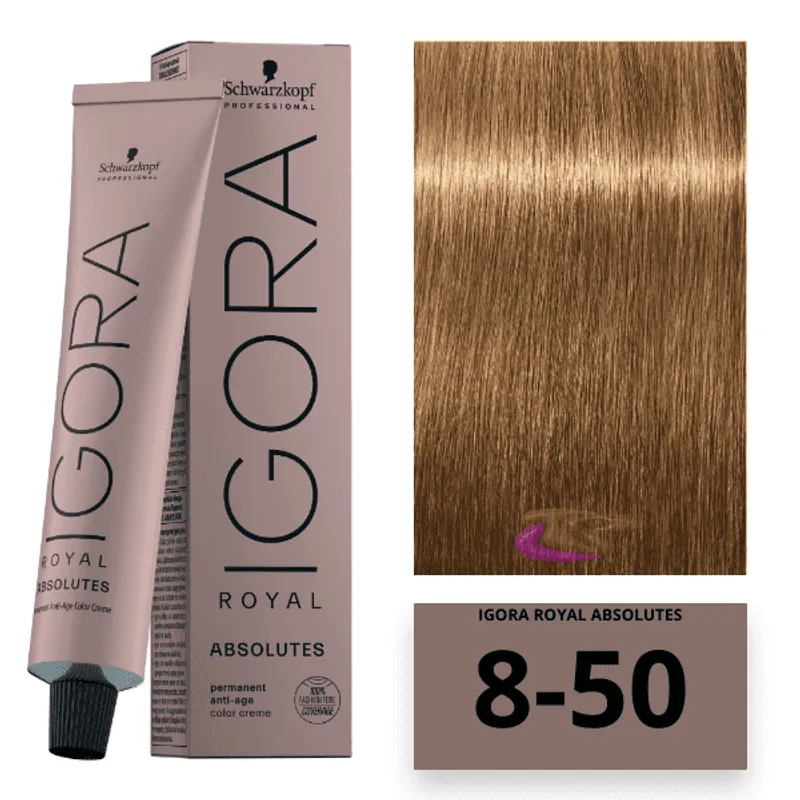 Coloração Igora Royal Absolutes-Ira 8-50 Louro Claro Dourado Natural 60ml Schwarzkopf