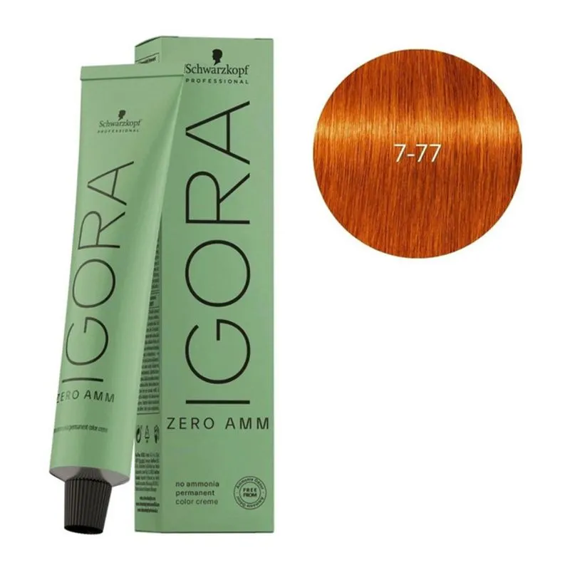 Coloração Permanente Schwarzkopf Igora Zero Amm 7.77 Louro Médio Cobre Intenso 60ml