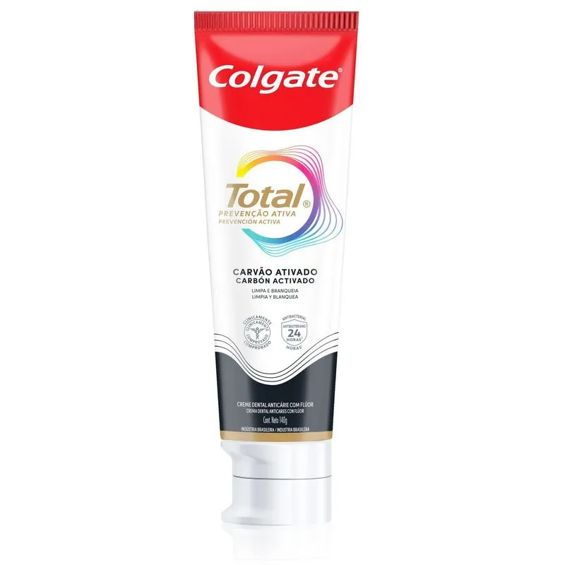 Creme Dental Colgate Total Prevenção Ativa Carvão Ativado 140g