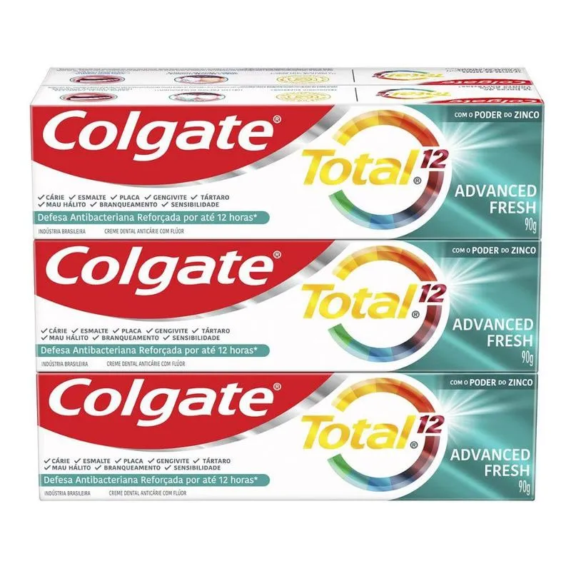 Creme Dental Colgate Total 12 Whitening & Advanced Fresh 90g - Leve 6 Pague 5