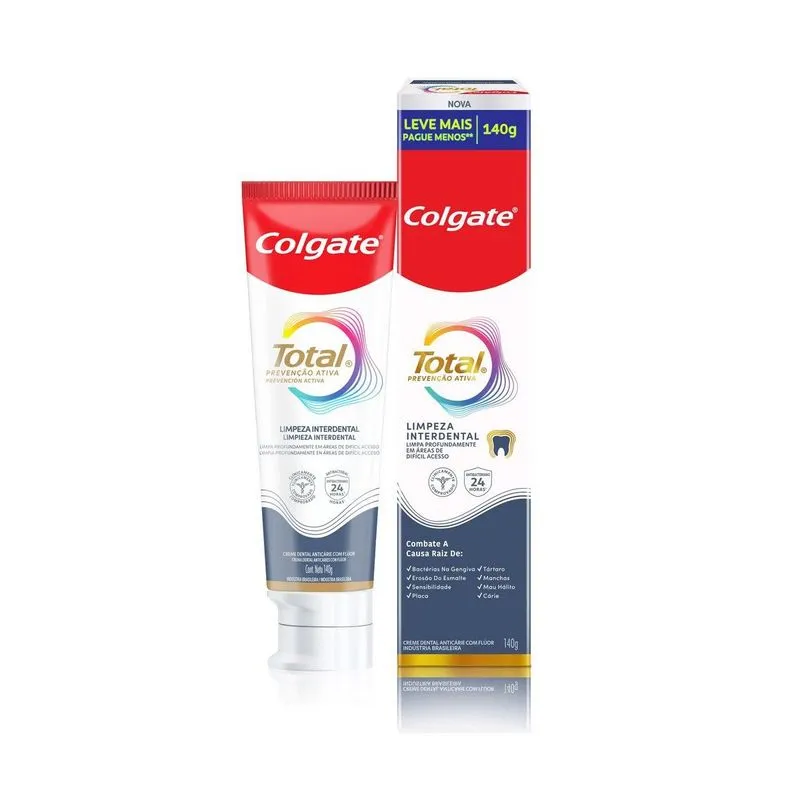 Creme Dental Colgate Total Prevenção Ativa Limpeza Interdental 140g