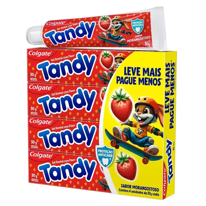 Creme Dental Infantil Colgate Tandy Morangostoso 4 Unidades de 50g