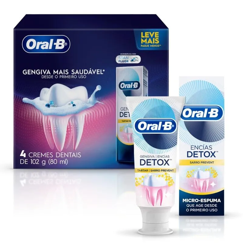 Creme Dental Oral-B Detox Anti-Tártaro - 4 unidades de 102g