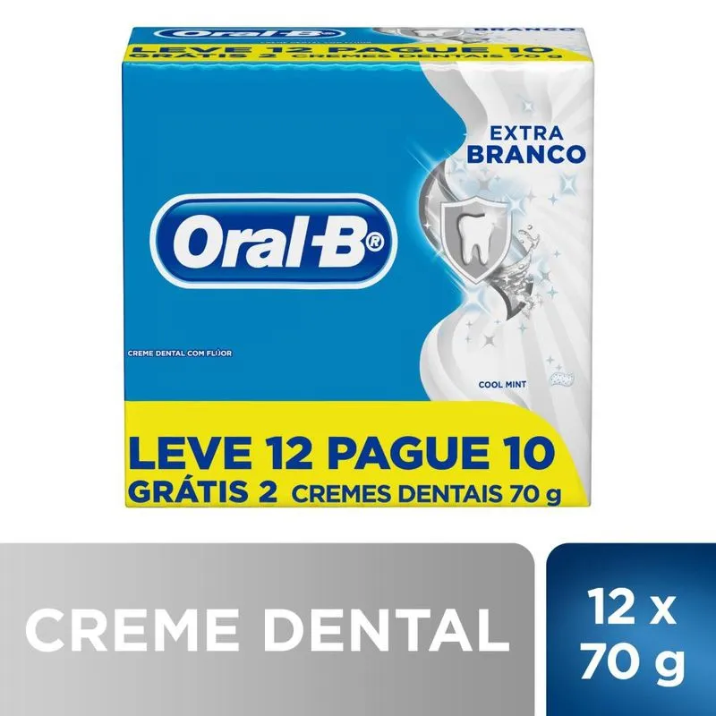Creme Dental Oral-B Extra Branco - 70g, Leve 12 Pague 10