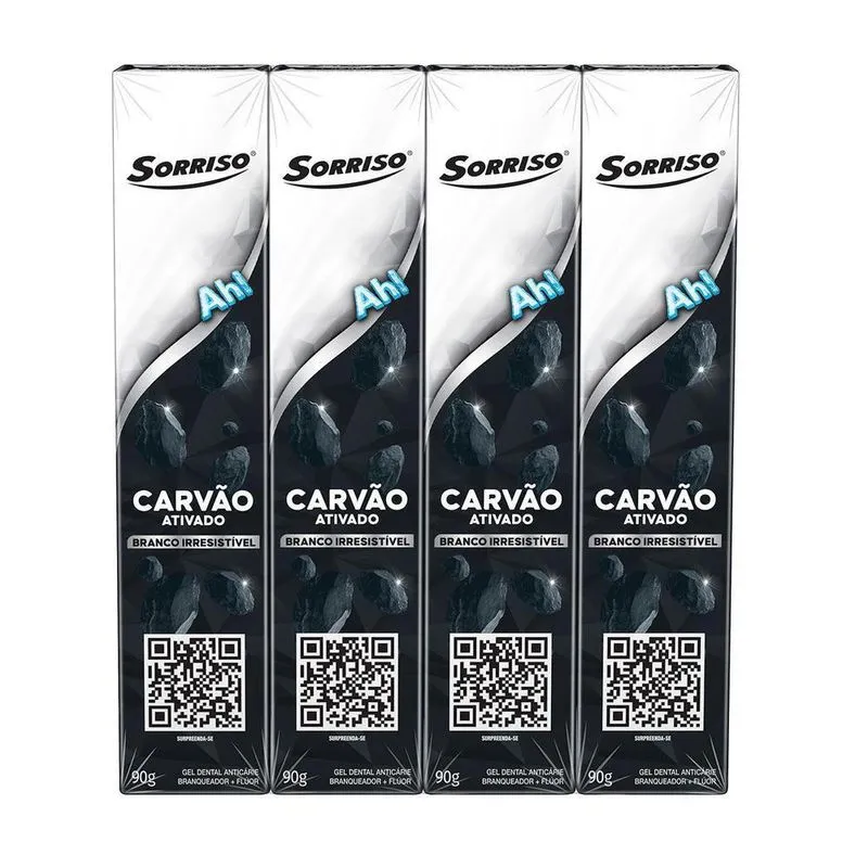 Creme Dental Sorriso - Carvão Ativado 90g - 4 Unidades