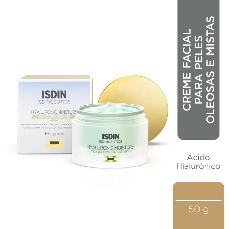Creme Facial ISDIN ISDINceutics Hyaluronic Moisture Anti Idade Pele Oleosa e Mista 50g