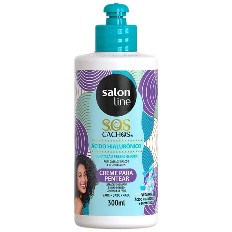 Creme Para Pentear Salon Line 300ml Sos Cachos Acido Hialuronico