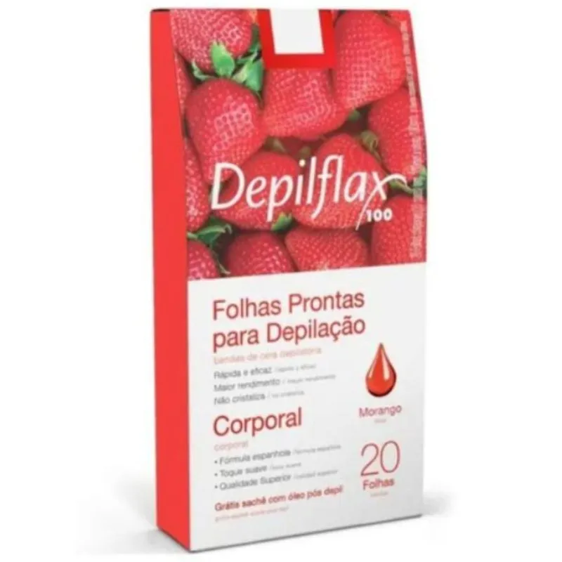 Depilflax Folhas Corporais Morango C/20 Unidades