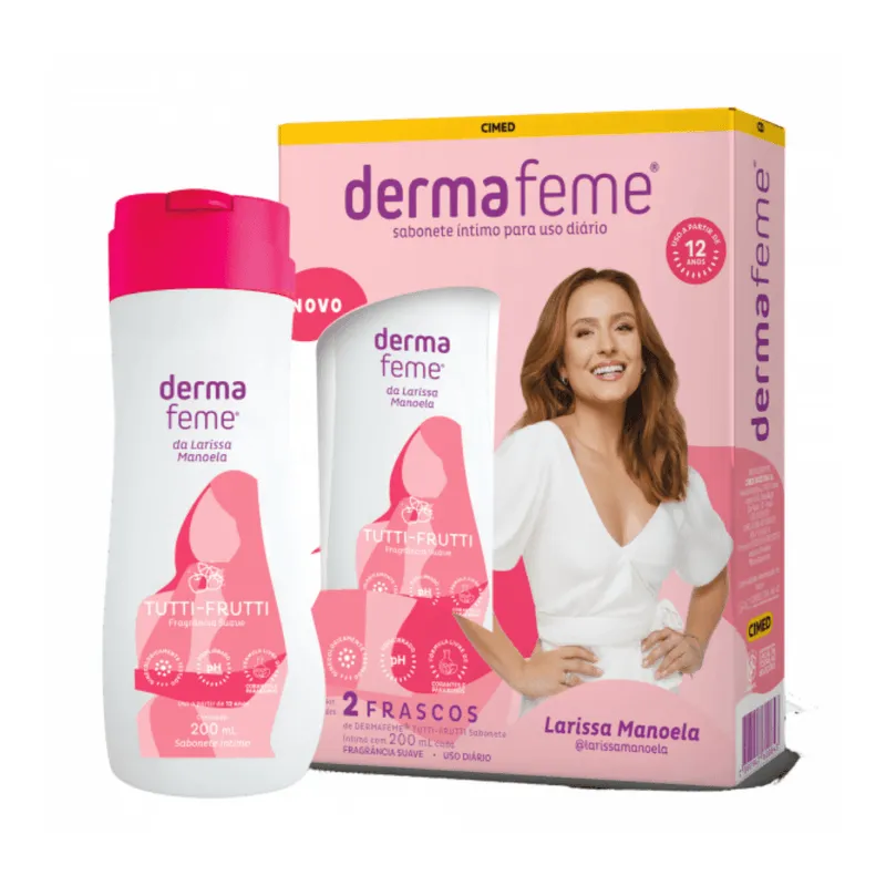 Kit Sabonete Íntimo Dermafeme Tutti-Frutti 200ml 2 Unidades