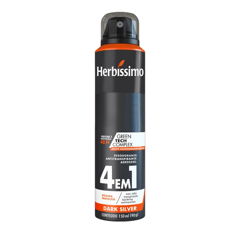Desodorante Aerosol Antitranspirante Herbíssimo Dark Silver 150Ml