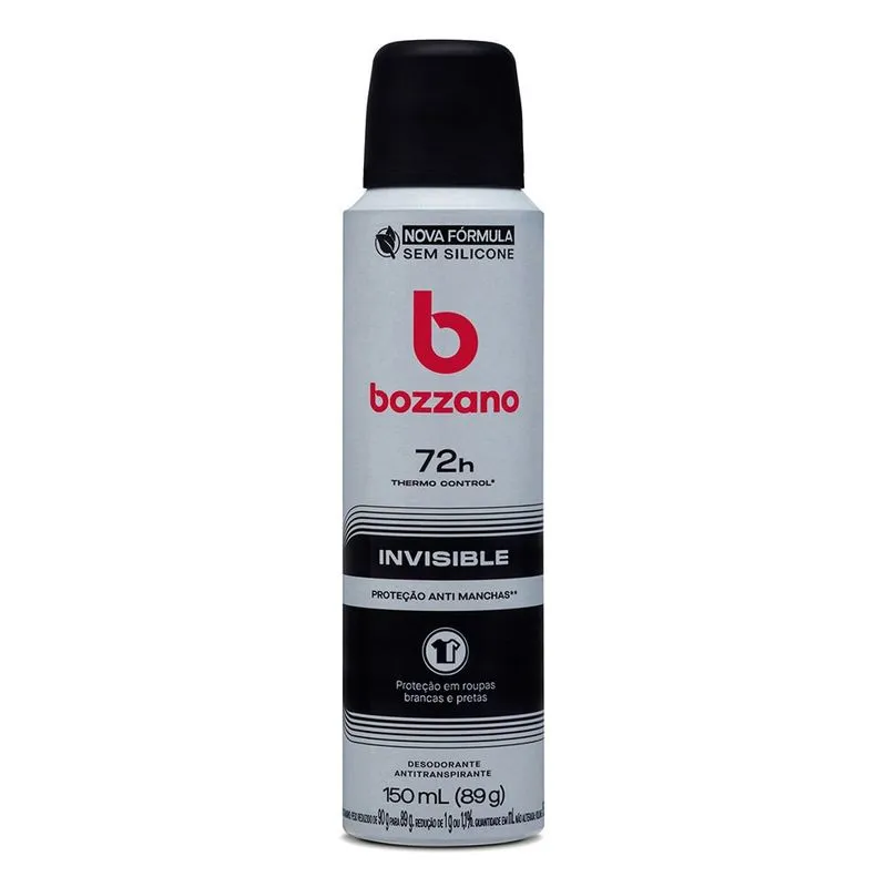 Desodorante Antitranspirante Bozzano Invisible 72h Aerossol 150ml