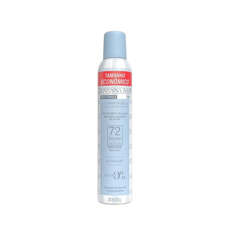 Desodorante Antiperspirante Giovanna Baby Jato Seco Blue 72h Spray 200ml Tamanho Econômico