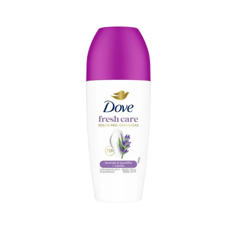Desodorante Antitranspirante Dove Fresh Care Lavanda e Baunilha 72h Roll-On 50ml