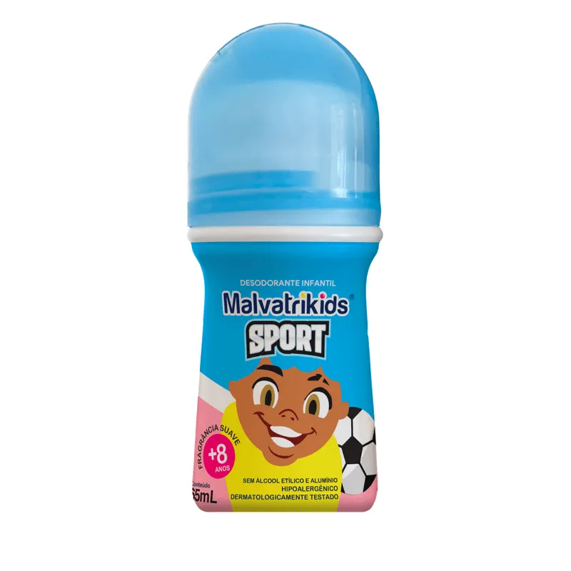 Desodorante Infantil Malvatrikids Sport +8 anos Fragrância Suave Roll On 65ml