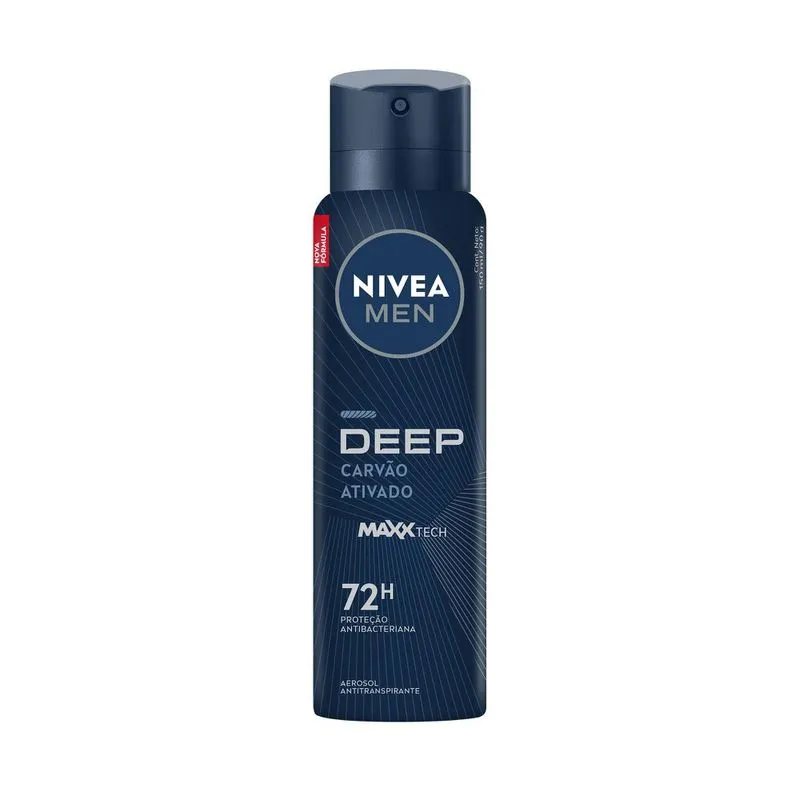 Desodorante Antitranspirante Nivea Men Deep Maxx Tech Carvão Ativado 72h Aerossol 150ml