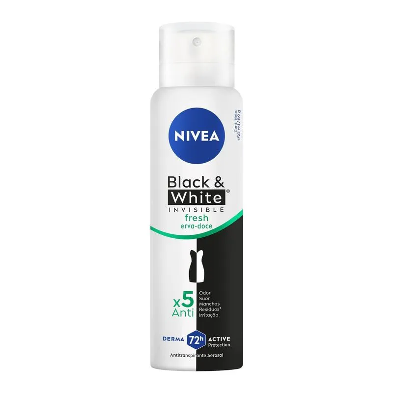 Desodorante Antitranspirante Nivea Black & White Invisible Fresh 72h Aerossol 150ml